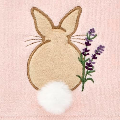 SKL Home Cotton Tail Hand Towel Set-2pc, 100% Cotton, 3D-Embroidered, Pink