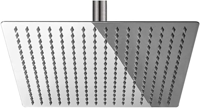 12 Inch Rain Shower Head High Pressure Rainfall Shower Head Chrome | Square Rain Bathroom Showerhead, High Flow, Large Stainless Steel, Ceiling Mounted, Wall Mounted, Waterfall Full Body