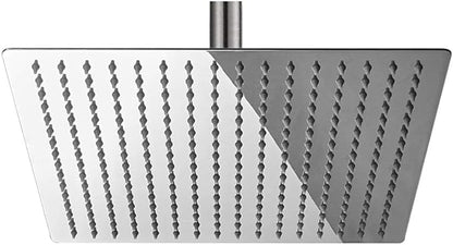 12 Inch Rain Shower Head High Pressure Rainfall Shower Head Chrome | Square Rain Bathroom Showerhead, High Flow, Large Stainless Steel, Ceiling Mounted, Wall Mounted, Waterfall Full Body