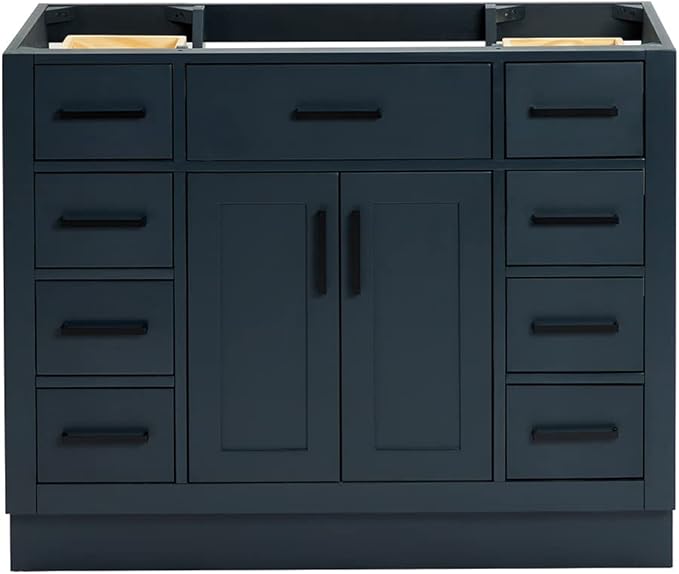 ARIEL Hepburn 42-inch Bathroom Vanity Base Cabinet,Solid Wood, 2 Soft Closing Doors, 9 Dovetail Drawers, Midnight Blue