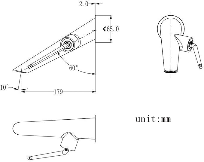 BiaoTeng Concealed Wall Mounted Bathroom Faucet Single Handle Hot and Cold Faucet for Bathroom Sink Brass 1 Hole Grey