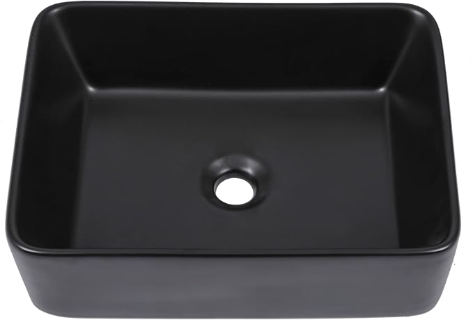 Vessel Sink Rectangular - 19"x15" Modern Bathroom Rectangle Above Matte Black Porcelain Ceramic Vessel Vanity Sink Art Basin