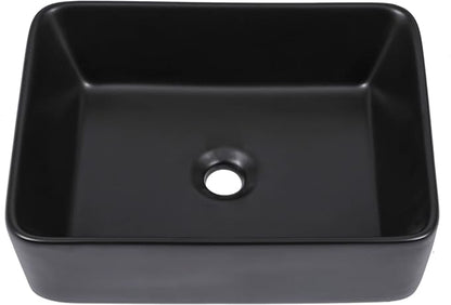 Vessel Sink Rectangular - 19"x15" Modern Bathroom Rectangle Above Matte Black Porcelain Ceramic Vessel Vanity Sink Art Basin