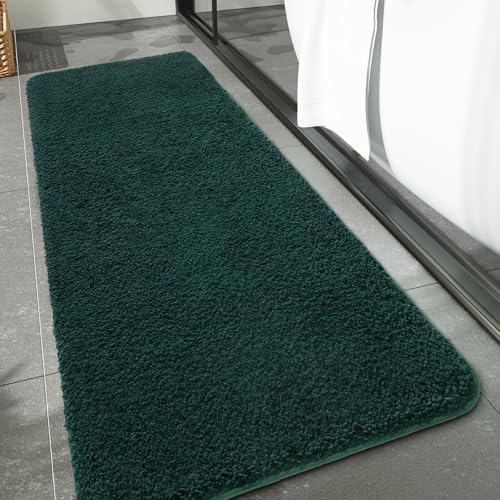 LOCHAS Bathroom Rug Runner 24x60 Inch, Bath Rugs Non Slip, Hunter Green