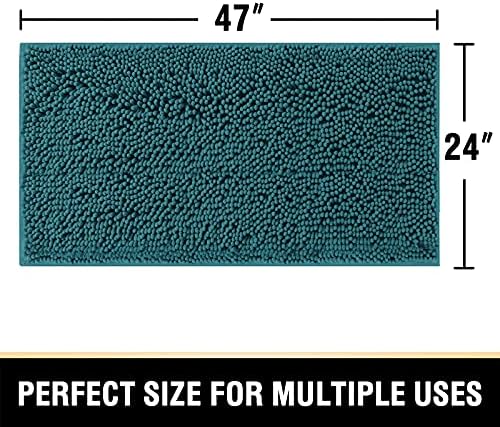 H.VERSAILTEX Bathroom Rugs Non Slip Luxury Chenille Bathroom Mat 24x47 Extra Soft and Absorbent Shaggy Rugs Washable Dry Fast Area Carpet Mats for Bath Room, Tub - Dark Teal