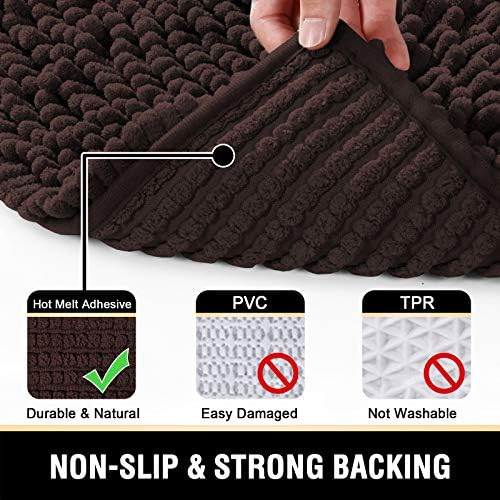 H.VERSAILTEX Bathroom Rugs Bath Mat Bath Rugs Bath Mats for Bathroom Non Slip Extra Soft Chenille Bath Rug Fulffy Shag, Indoor Rug Carpet for Living Room (Chocolate, Extra Large 24" x 36")