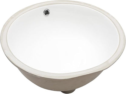 Dcolora 19 In. Oval Undermount Bathroom Sink, Ceramic Porcelain Under Counter Sink Basin for Vanity Tops, Smooth Oval Design with Clean Edge for Modern Bathrooms, 16"D x 19"W x 9"H
