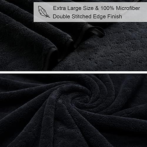 8-Piece Black Bath Towels Set,2 Oversized Large Bath Towels Sheet,2 Hand Towels and 4 Washcloths - 600 GSM Soft Luxury Towel Set,Highly Absorbent Quick Dry Towel Collection for Bathroom,Hotel and Spa