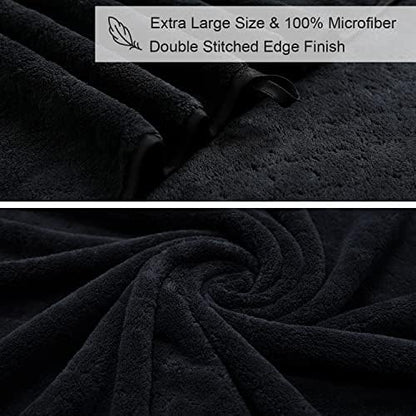 8-Piece Black Bath Towels Set,2 Oversized Large Bath Towels Sheet,2 Hand Towels and 4 Washcloths - 600 GSM Soft Luxury Towel Set,Highly Absorbent Quick Dry Towel Collection for Bathroom,Hotel and Spa