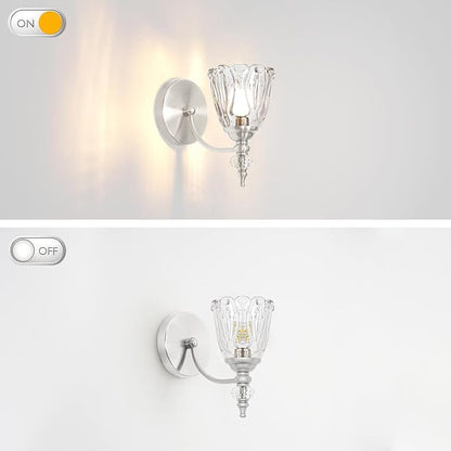 Vintage Wall Sconces Set of Two, Brushed Nickel Bathroom Vanity Light Fixtures, Hardwired Sconces Wall Deco Set of 2, Glass Wall Lights for Bathroom, Bedroom,Hallway (Excludes G9 Bulb)