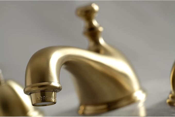 Kingston Brass KS3967AX 8 in. Widespread Bathroom Faucet, Brushed Brass