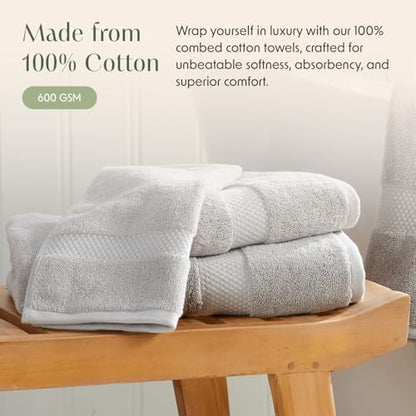 Springtree Home 100% Cotton Luxury Hotel Bath Towel Set | 6-Piece Set Grey