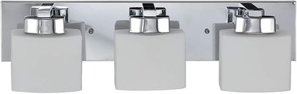 Design House 587469 Dove Creek 3-Light Vanity Light, Polished Chrome Finish, Frosted Glass Shades, Dimmable, Bathroom Wall Fixture
