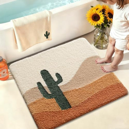 LUMI Square Cactus Bathroom Rug 26x26 Soft Absorbent Bath Mat, Non Slip