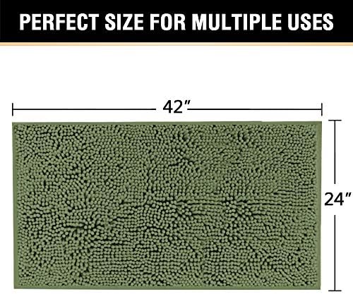 H.VERSAILTEX Microfiber Bath Rugs Chenille Floor Mat Ultra Soft Washable Bathroom Dry Fast Water Absorbent Bedroom Area Rugs, 24 x 42 - Inch, Loden