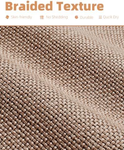 PADOOR Braided Toilet Rugs U Shaped, Non Slip Toilet Mats for Bathroom Floor Machine Washable Super Absorbent Contour Bath Rugs for Toilet Mat Quick Dry U Shaped Toilet Rug, 20''x24'' Beige