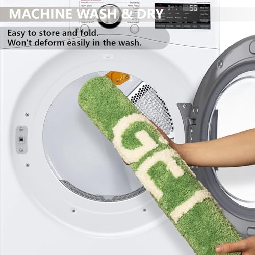 KOEXM Long Bathroom Rugs Runner 18" x 47", Sage Green Get Naked Bath Mat