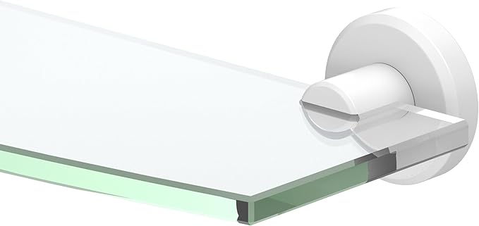 Gatco 5486 Locke Glass Shelf, Matte White/Wall Mounted 20.13" X 5.38" Tempered/Floating Rectangle Glass Shelf for Bathroom