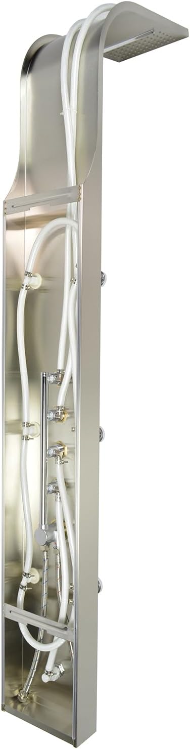 Blue Ocean ™ 64.5” Stainless Steel SPS8879 Thermostatic Shower Panel Tower with Rainfall Shower Head, Body Nozzles, and Handheld Shower Head, Shower Column