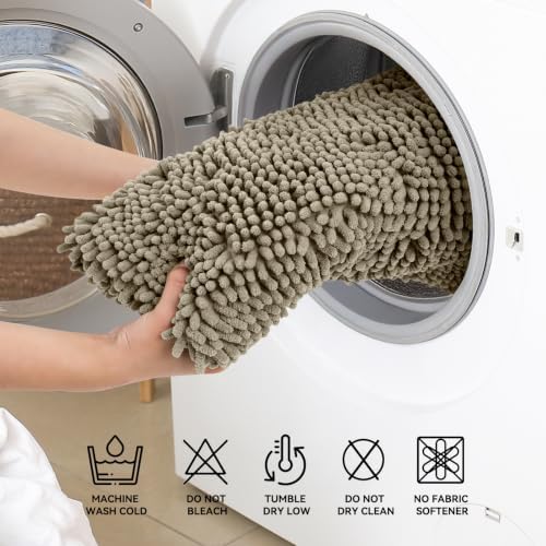 Bcoimo Bath Rug Mat,30x20 Chenille High Absorbent Latte Bathrom Floor Mats