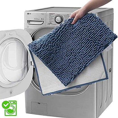 Bathroom Rugs Bath Mats for Batroom Chenillen Bath Rug Set 3 Piece Non-Slip Bath Mats, Absorbent Shaggy Rugs, Machine Wash, Perfect Plush Bathroom Mats, Bathroom Carpets Set Sky Blue