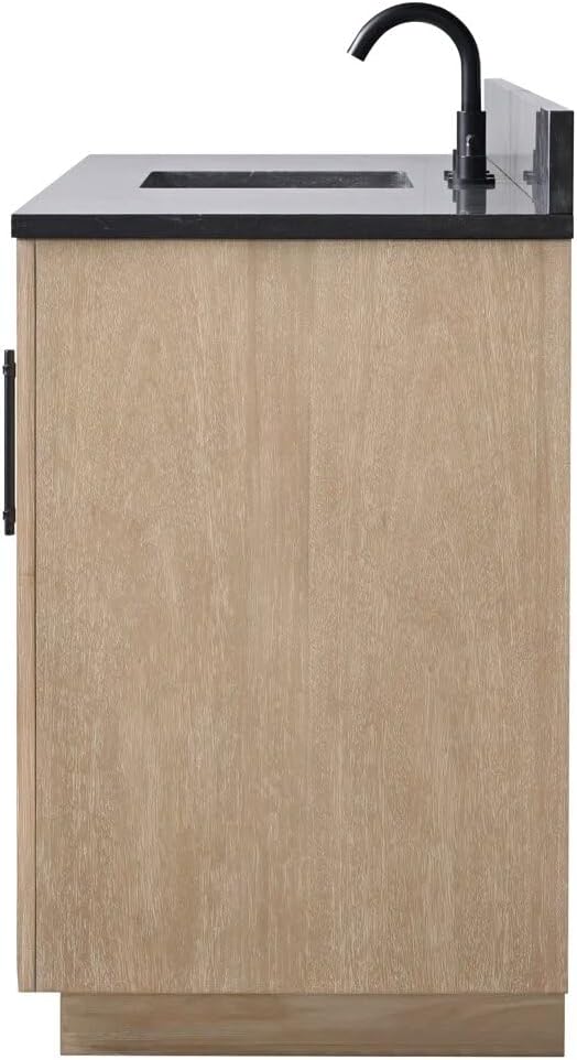 Vanity Art 60" Bathroom Vanity with Sink, Vanity Cabinet with Doors and Shelf, Modern Wood Bathroom Vanity with White Marble Top, Solid Wood Frame, 3 Functioning Drawers,VA70-60-SLW-E