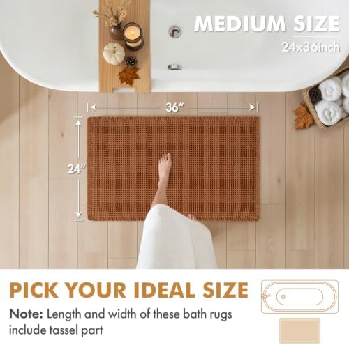 MIULEE Fall Terracotta Set of 2 Waffle Bathroom Rugs Bath Mat 24x36 Inch