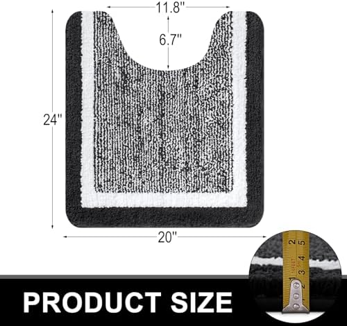 OLANLY Toilet Rugs U-Shaped 24x20, Absorbent Microfiber Bath Mat, Black