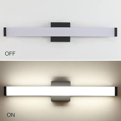 LED Bathroom Vanity Light Fixtures 24In Matte Black, 14W 4000K Natural White Square Wall Fixture, Modern Lighting for Over Mirror, Damp Rated
