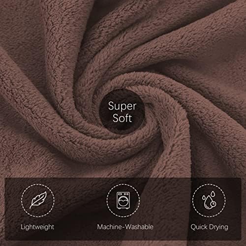 TENSTARS Luxury Silk Hemming Towel Set - Light Thin Quick Drying - 2 Bath Towels 2 Hand Towels 2 Washcloths - Ultra Soft Microfiber Towel for Bath Fitness, Sports, Yoga, Travel (Wood Brown 6 Pieces)