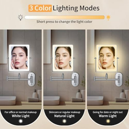 FUNTOUCH 5000mAh Rechargeable Wall Mounted Makeup Mirror with Lights