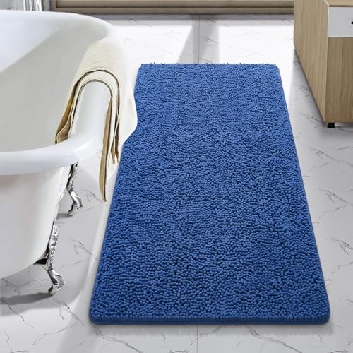 LOCHAS Luxury Bathroom Rug Shaggy Bath Mat 24 x 44 Inch, Blue