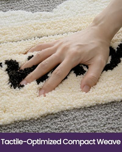 DEXI Bathroom Rugs Non Slip Washable, 24x16 Cute Bath Mat, Gray and Beige