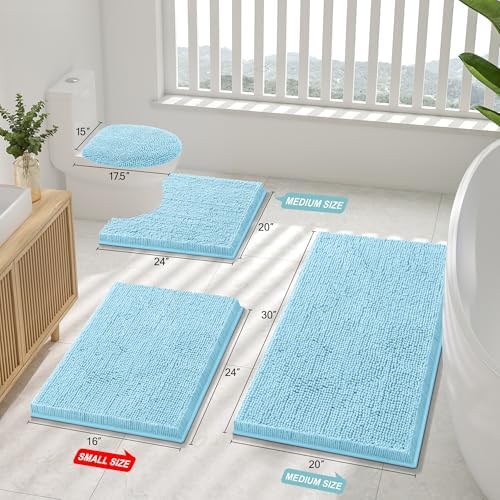 Smiry Bathroom Rugs 40X32, Luxury Chenille Extra Soft Absorbent Bath Mat
