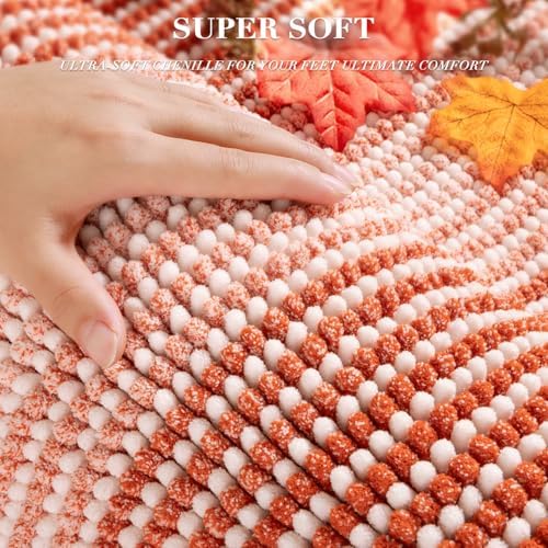 BSICPRO Bathroom Rugs Sets 2 Piece, Non Slip Fall Bath Mats, Sunset Orange