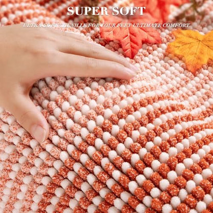 BSICPRO Fall Bathroom Rugs Sets 2 Piece, Non Slip Bath Mats, Sunset Orange