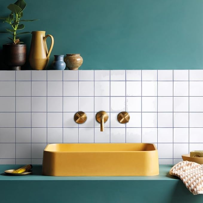 Thicker Peel and Stick 3D Backsplash Tiles Kitchen Bathroom | White, 10 Pcs 12" x 12", Glossy Self Adhesive Decorative Vinyl Backsplash Wall Sticker, Cover 10 sq ft，Removable，Waterproof