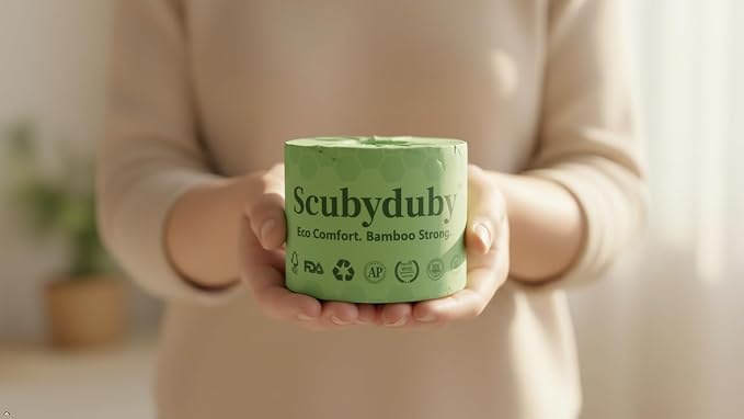 Premium & Soft Bamboo Toilet Paper | PFAS Free | 12 Mega Rolls, 3 ply & 350 Sheets | Non Toxic, Septic Safe, BPA Free | Tree Free Toilet Tissue | Plastic Free Packaging