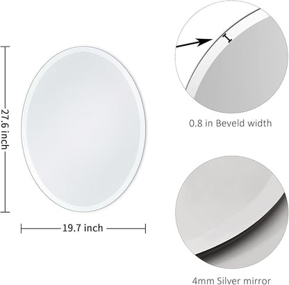 28x20 Inch Bathroom Mirrors for Over Sink, Frameless Mirrors for Wall | Beveled Bathroom Mirror, Bathroom Vanity Mirror for Bedroom Living Room Entryway Home Decor