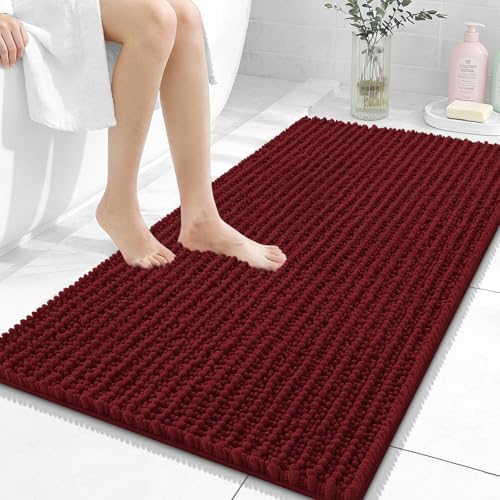 OLANLY Bathroom Rugs 44x24, Thick Soft Absorbent Chenille Bath Rugs
