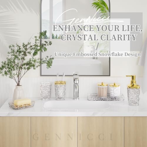 Bathroom Accessory Set, 7 Pcs White Bathroom Accessories Set, Acrylic Soap Dispenser and Toothbrush Holder Set, Qtip Holder Set, Bathroom Sink Set, Gift for Home Apartment