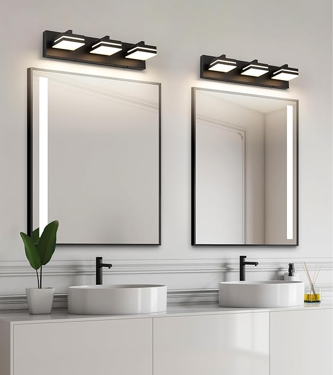 Joossnwell Black Vanity Lights for Bathroom Dimmable 5CCT (3-Light, 19.69-Inch) Modern Bathroom Light Fixtures Over Mirror Led Bath Vanity Lighting