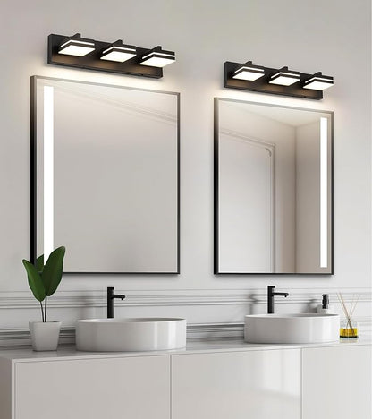 Joossnwell Black Vanity Lights for Bathroom Dimmable 5CCT (3-Light, 19.69-Inch) Modern Bathroom Light Fixtures Over Mirror Led Bath Vanity Lighting