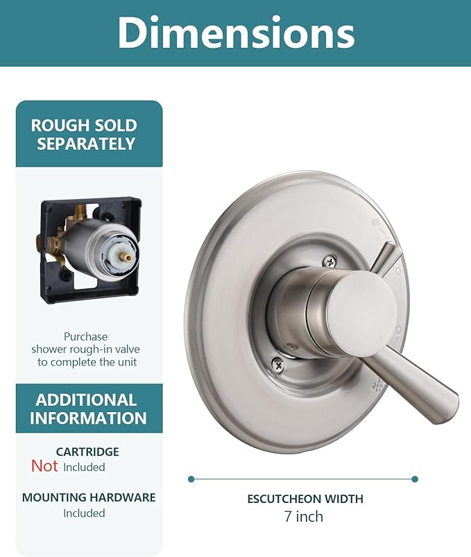 Shower Trim Kit Compatible with Delta 17& 1700 Series, Shower Cover Plate with Handle, Brushed Nickel(Valve& Catridge Not Inclued)