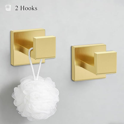 Brushed Gold Towel Bar Set 10-Piece Gold Bathroom Hardware Accessories Set,Stainless Steel Towel Rack Set for Bathroom Wall-Mounted,23.6-Inch