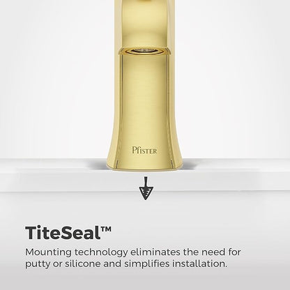 Pfister Vaneri Bathroom Sink Faucet, Single Control, 1-Handle, Single Hole, NSF Certified, Brushed Gold Finish, LF042VRIBG