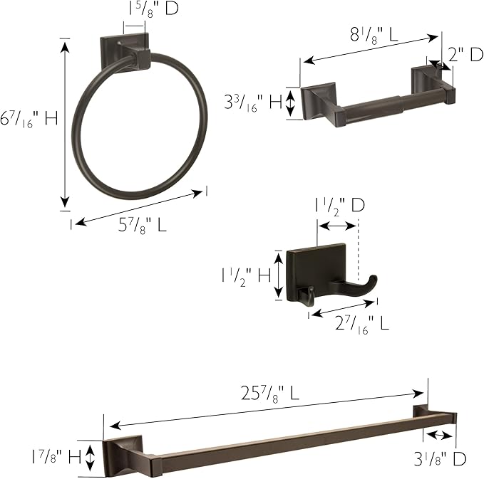 Design House 560854 Millbridge 4-Piece Bathroom Accessory Kit, Oil-Rubbed Bronze