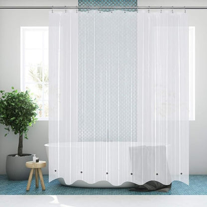Mrs Awesome 72x68 Shorter Shower Curtain Liner with 6 Magnets Clear PEVA Waterproof Plastic Shower Curtain 72 x 68 inches, Clear | Heavy Duty PEVA, 12 Rustproof Grommets,Waterproof Plastic Shower Curtain 72 x 68 inches for Bathroom Short Size