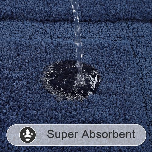 SHACOS Soft Navy Blue Black Bathroom Rugs Sets 2 Pieces 32x20 inch