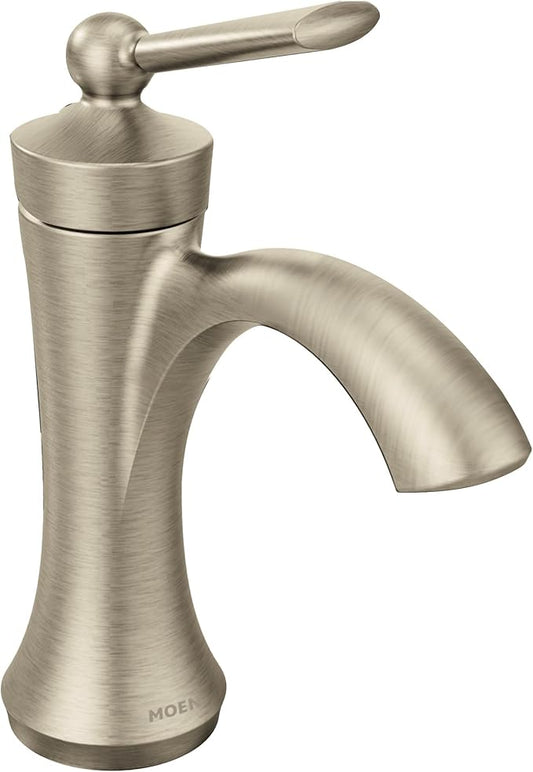Moen Wynford Brushed Nickel One-Handle High-Arc Bathroom Faucet with Drain Assembly, 4500BN